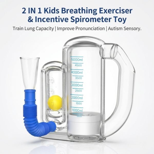 Children's breathing training toys, 2-in-1 floating ball blowpipe and bellows, smooth material toys, used for breathing exercises, deep breathing exercises and indoor party games.